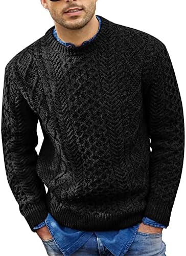 Camisola de inverno de outono masculino, mangas compridas casuais masculinas Cable Knit V-deco
