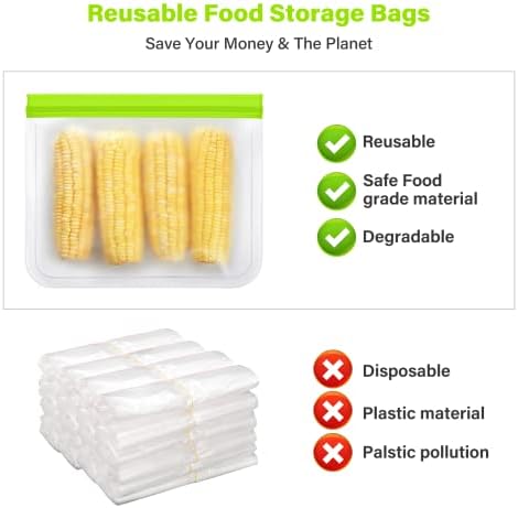 Sacos de armazenamento de alimentos reutilizáveis ​​6 Pacote de galão de bolsas reutilizáveis ​​Sanswich para sacolas