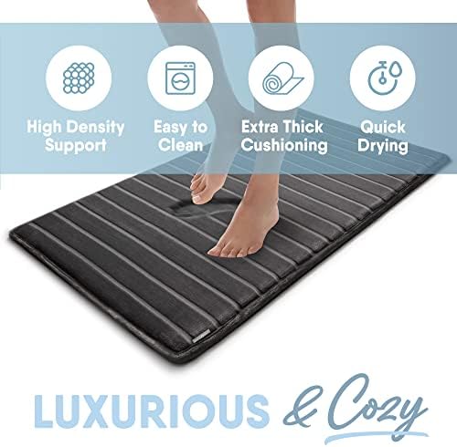 Microdry Extra-thick, softlux, tapete de banho de espuma de memória infundido com carvão com base resistente à skid de