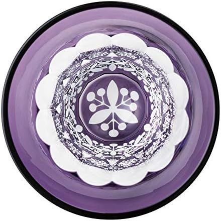 Toyo Sasaki Glass LS19759SP-C694-S4 Vidro de saquê frio, roxo, 2,8 fl oz, Copa Yachiyo Kiriko, padrão Nanten, fabricado no Japão