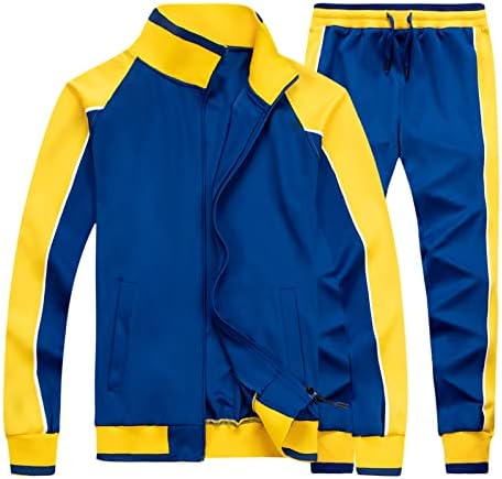 Fsahjkee Tracksuit para homens, treinando com bolsos de manga longa macacas de moletom conjunta