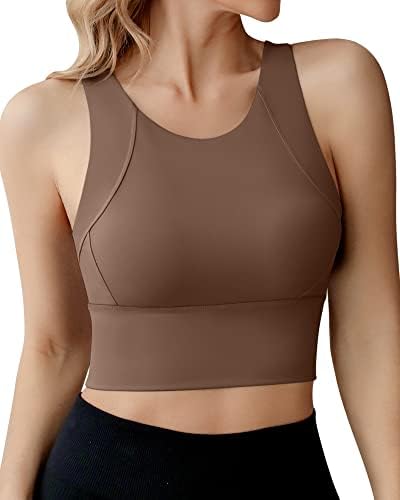 Ama Larsi High Neck Sports Bra para mulheres LONGLINE MEDAIS TRANSPECIMENTO TUNDO TAMPAS DE CRUPTA TOPS WARECHREELHO GYM BRA BRA