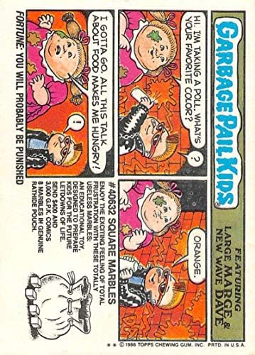 1986 Topps Garbage Bail Kids GPK Series 6 Set Break One 215B NELLIE NELLIE NONSPORTO NONSPORT Padrão Cartão de negociação