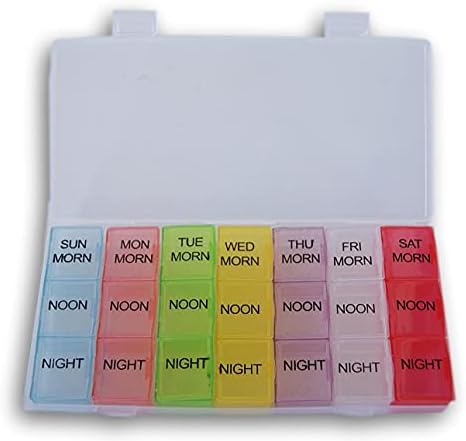 Caddy de organizador de comprimidos de 7 dias Codificado de cores - 3 x 6,25 polegadas