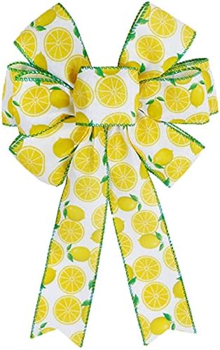 Lokesi Lemon Wreath Bow Lemon Decorativo arco de arco primavera Summer Lemon Gift Basket Bask
