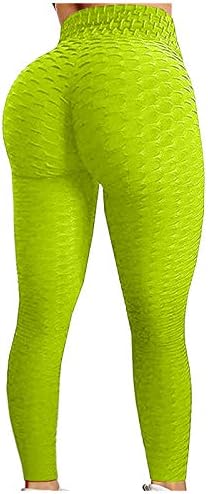 Yalfjv A Women Pants Yoga Bubble High Hip Wypist Fitness Fitness Pants levantando a corrida de ioga com bolsos mulheres