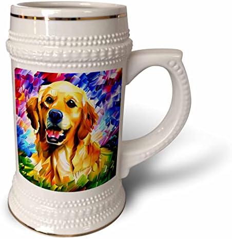 3drose agradável golden retriever cão rosto. Presente de arte digital. - 22 onças de caneca