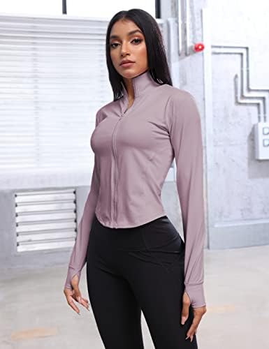 Tops Uaneo Tops for Women Cropped Workout Jackets for Women Yoga Athletic Jacket