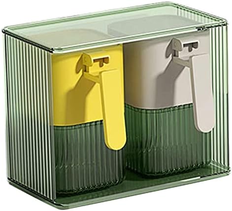 Caixa de tempero KBUYS com capa e colher de cozinha organização transparente de contêiner de armazenamento de especiarias,