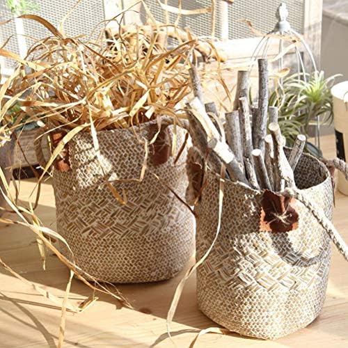 Happyyami malha cesta de flores prática contêiner armazenamento cesto de desktop decoração tamanho branco