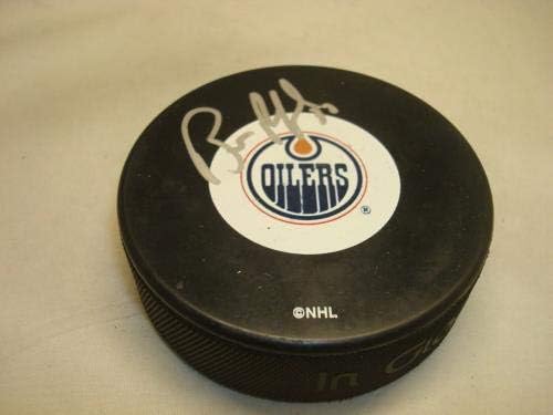 Bill Ranford contratou Edmonton Oilers Hockey Puck autografado 1C - Pucks autografados da NHL