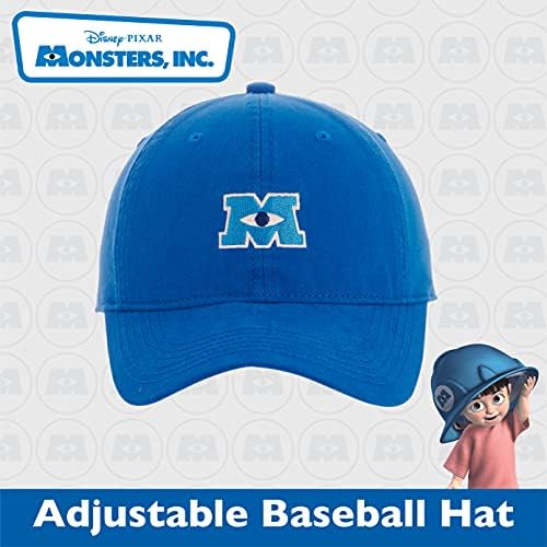 Conceito One Disney Pixar Monsters Inc Chapéu de beisebol ajustável de algodão bordado com borda curva, azul, grande