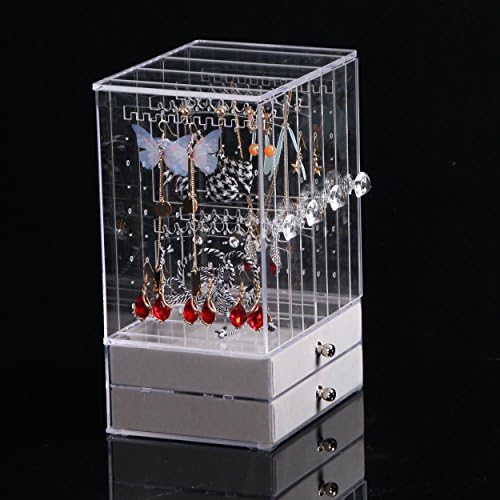 BOCAR ACRYLIC JEWELRY Organizer Box Brinco Colar de colar de armazenamento transparente com gaveta vertical