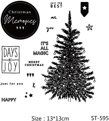 Carimbos claros da árvore de Natal para artesanato e material de fabricação de cartões, carimbos claros para fabricação de cartões