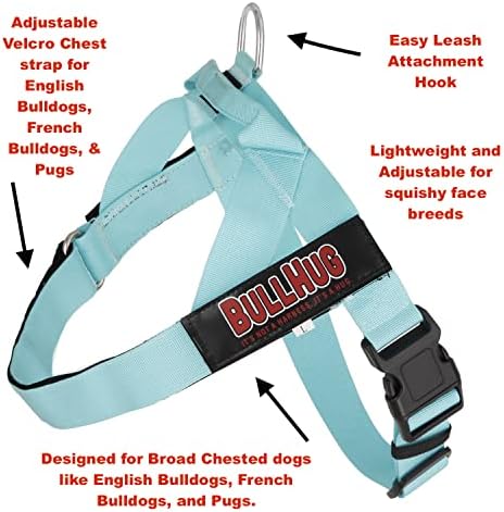 Bullhug Harness - Ficou para cães maiores, como buldogues ingleses, bulldogs franceses, pugs e muito mais. Impede os cães