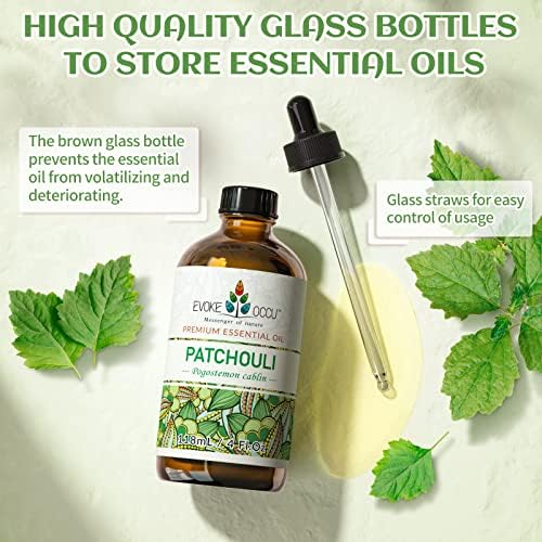 Óleo Patchouli Essential 4 oz, óleo de incenso puro para difusor Fragrância de pele DIY Soop Making- 4 fl oz