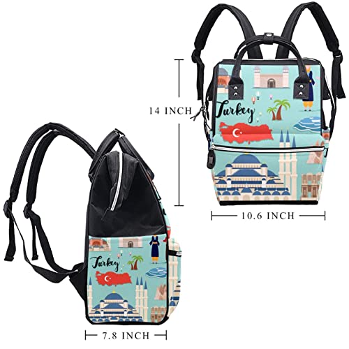 Japão Tokyo Skyline City Sunset Sacos de fraldas Backpack Multifuncional para viagens, mochila elegante da escola universitária