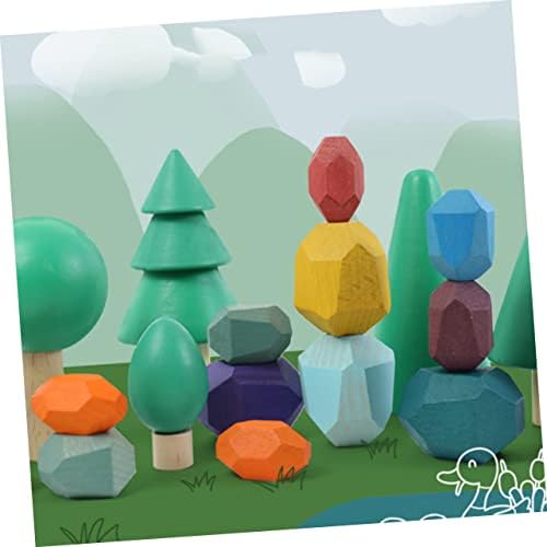 Toyandona 1 Conjunto/16pcs Colorido Bricks de pedra de faia para crianças Equilibrando brinquedos de brinquedos cerebrais Kids