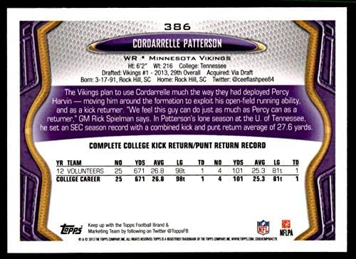 2013 TOPPS 386 Cordarrelle Patterson Vikings NFL Football Card NM-MT