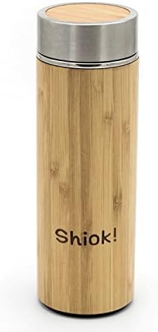 Shiok! Tumbler de chá de bambu premium com filtro. 17 OZ CAPACIDADE TERMOMAÇÃO DE AÇO ANTECIMENTO. Caneca de viagem