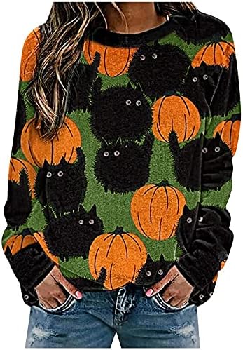 Zefotim feminino plus size sweater de halloween camisetas gráficas sexy sweethirts de manga longa casual