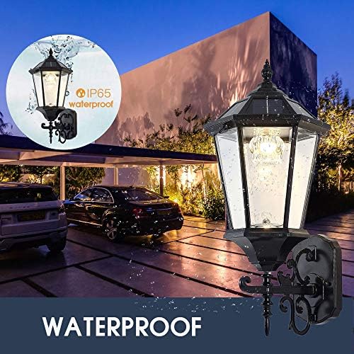 Lâmpada externa de luz solar de parede solar decorativa, crepúsculo à prova d'água para amanhecer Soalr Wall Lantern, luminária