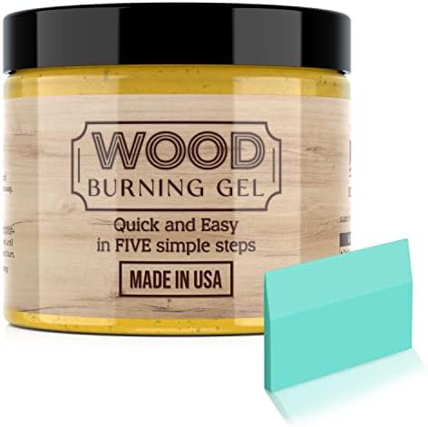 Gel em queima de madeira e Mini Squeegee - Feito nos EUA - Pasta de queima de madeira de 4 oz para artesanato, desenho e artesanato