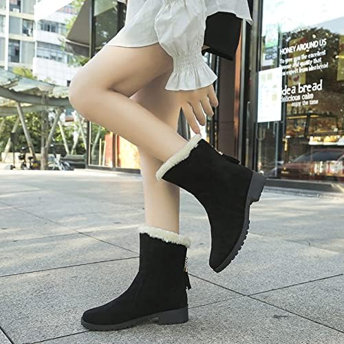 Botas retrô de salto baixo de camurça feminina