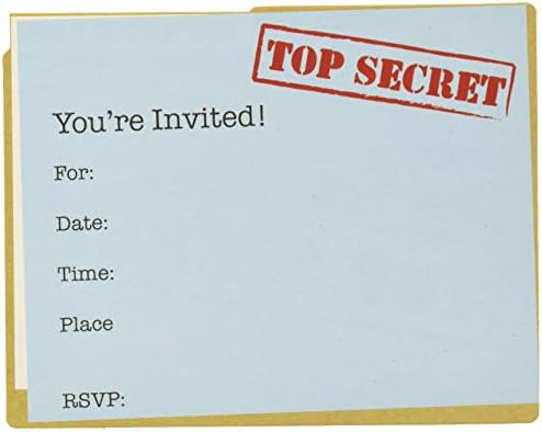 AMSCAN Party Supplies Top Secret Large Novelty Invitations, 4 3/4 x 6, Multi