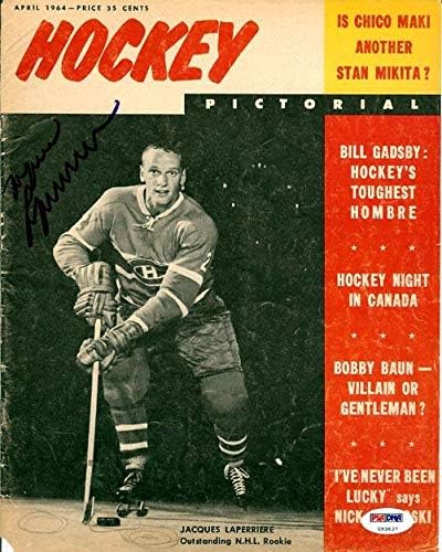 JACQUES LAPERRIERRIERE Autografou Hockey Pictorial Magazine Capa Montreal Canadiens PSA/DNA U93637 - Revistas Autografadas