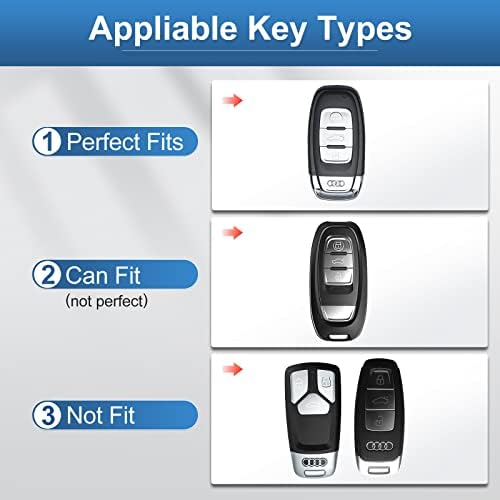 Ruabiban para a capa do Audi Key FOB, Proteção de estojo chave adequada para A4 A5 A6 A7 A8 Q5 S5 S7 3-Button Smart Remote