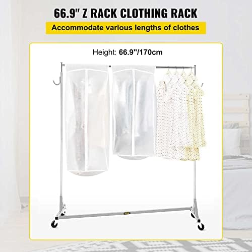 Vevor Z rack, 300 lbs grade industrial Z Base Rack, 24 x 63 x 67 Rack de roupas ajustáveis ​​de altura, rack de roupas pesadas