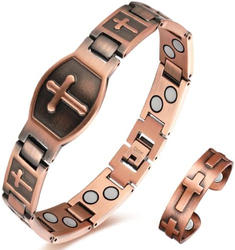Vicmag Homens de cobre Bracelete magnética ímã dupla ímã sólido Presente de jóias de cobre puro com ferramenta de ajuste