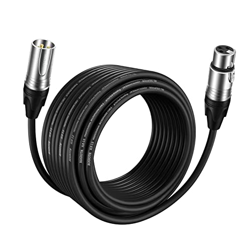 Augioth XLR Cabo 200 pés, cabo de microfone, xlr macho para fêmea com cordão de microfone balanceado 3 pinos, cordão de microfone,