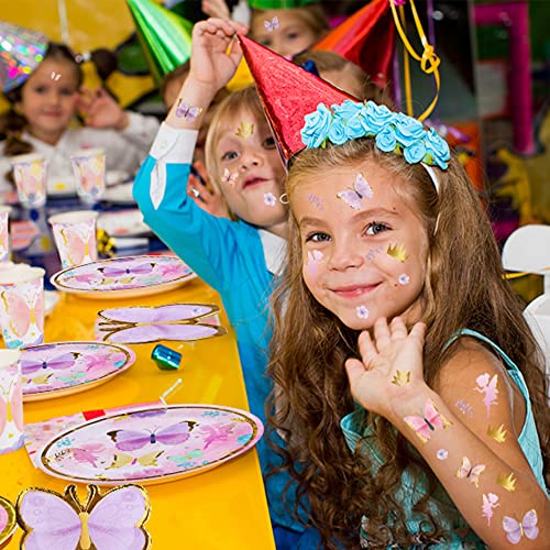 Crazy Night Butterfly Tattoos Adesivos - 81 estilos de glitter, suprimentos de festa de aniversário da borboleta, decoração de fadas