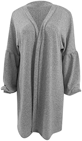 Cardigã de suéter de manga longa com capuz feminina Cardigãs abertos para cardigans longos bolso de bolso de cor sólida