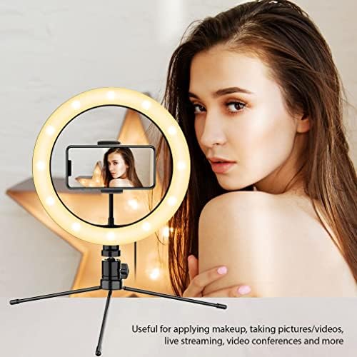 Anel de selfie brilhante Tri-Color Light Compatível com sua zona LG Optimus 2 10 polegadas com remoto para transmissão