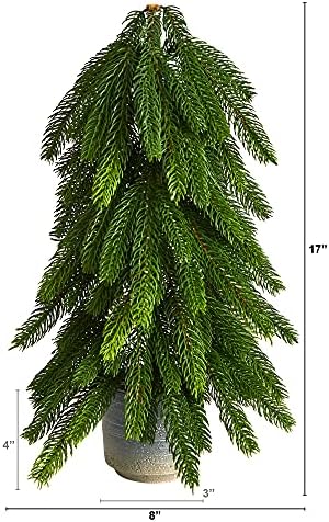 17in. Árvore artificial de pinheiro de Natal em plantador decorativo