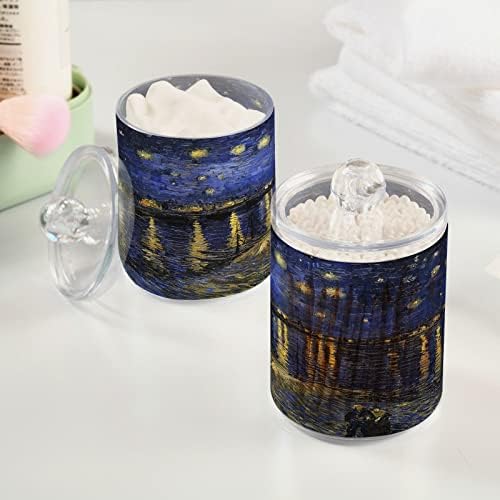 2 pacote de dispensador de suporte QTIP Night Starry Night sobre o Rhone van Gogh [Night Night Van Gogh Navy Azul Van