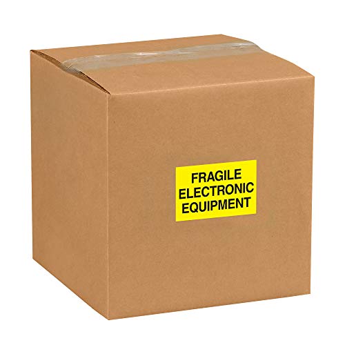 Fragile - Equipamento Eletrônico Etiquetas/adesivos, 2 x 3, amarelo fluorescente, 500 rótulos por rolo