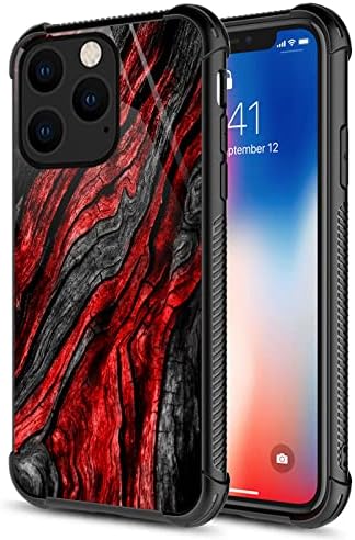 Carloca Compatível com iPhone 14 Pro Case, Black Red Wood Identity Design Graphic Design Caso de acrílico duro à prova