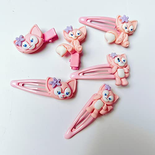 VTELI 8 PCS KAWAII CLIPS DE CABELOS ATRAVÉS DE DESIGNS FOX FOOL FOLTON, CRIMEIROS CRIANÇAS CHEITOS, Adequado para mulheres e meninas