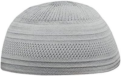 Cinzento de alongamento de algodão cinza prateado Kufi Hat Skull Cap - confortável - Design exclusivo