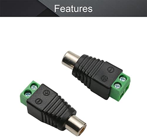 FELECT RCA fêmea para AV Terminal de parafuso de parafuso Estéreo Audio Connector Adapter Converter Green para CCTV