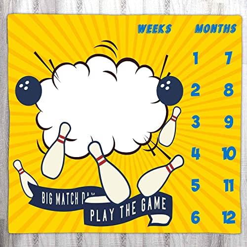 Lylycty Monthly Baby Milestone Blanket, Bowling Sport Yellow Baby Age Memória Memória Clante de bebê cobertor de bebê, 48x40 polegadas