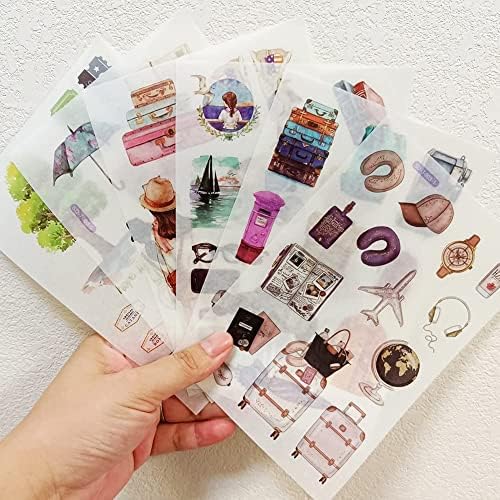 Adesivos de Washi da Fashion Girl para o diário - 18 folhas Kawaii Fote Model Make -Up Travel Sticker Pack para revistas de bala,