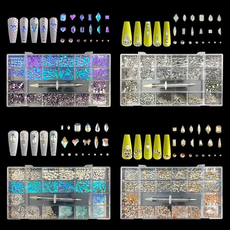 Multi Shapes Glass Crystal Nail Art Charms Flatback Charms Gems -