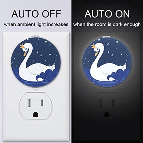 2 Pacote de plug-in Nightlight Night Light Swan Blue com sensor de entardecer ao amanhecer para o quarto de crianças, viveiro,
