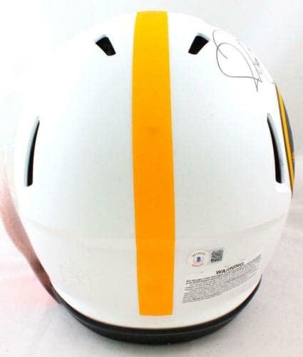 Jerome Bettis assinou Steelers F/S Lunar Speed ​​Holograma Autentic Capacete -Beckettw - Capacetes NFL autografados