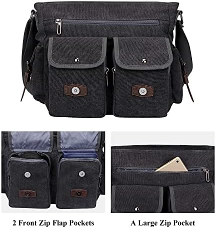 Witzman Vintage Canvas Messenger Bag para homens e mulheres grandes sacolas de sacolas Crossbody com laptop de 12 polegadas